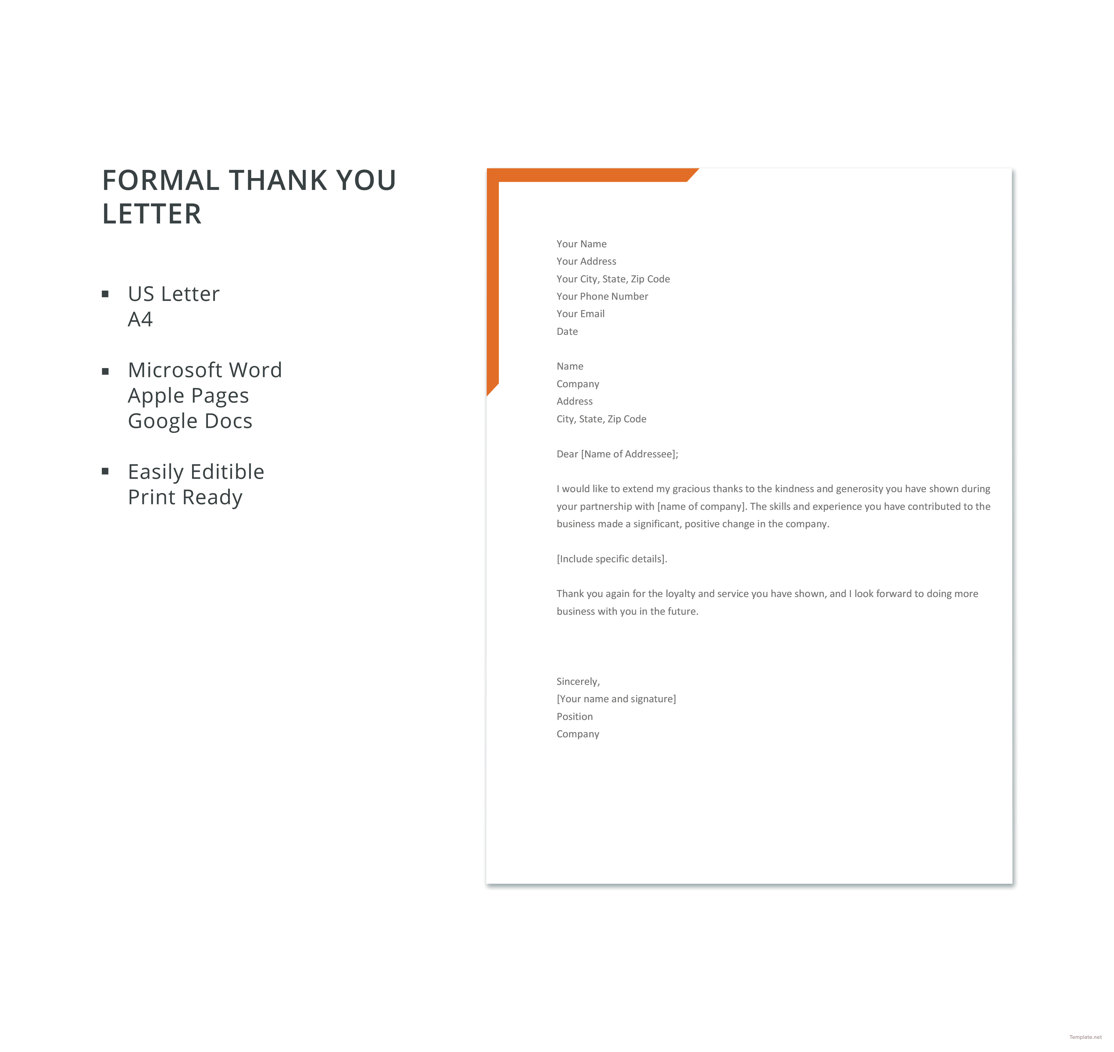 Free Formal Thank You Letter Template In Microsoft Word Apple Pages Google Docs Template