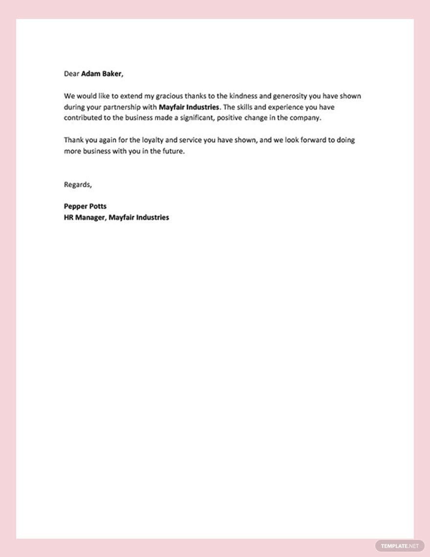 Formal Thank You Letter Template