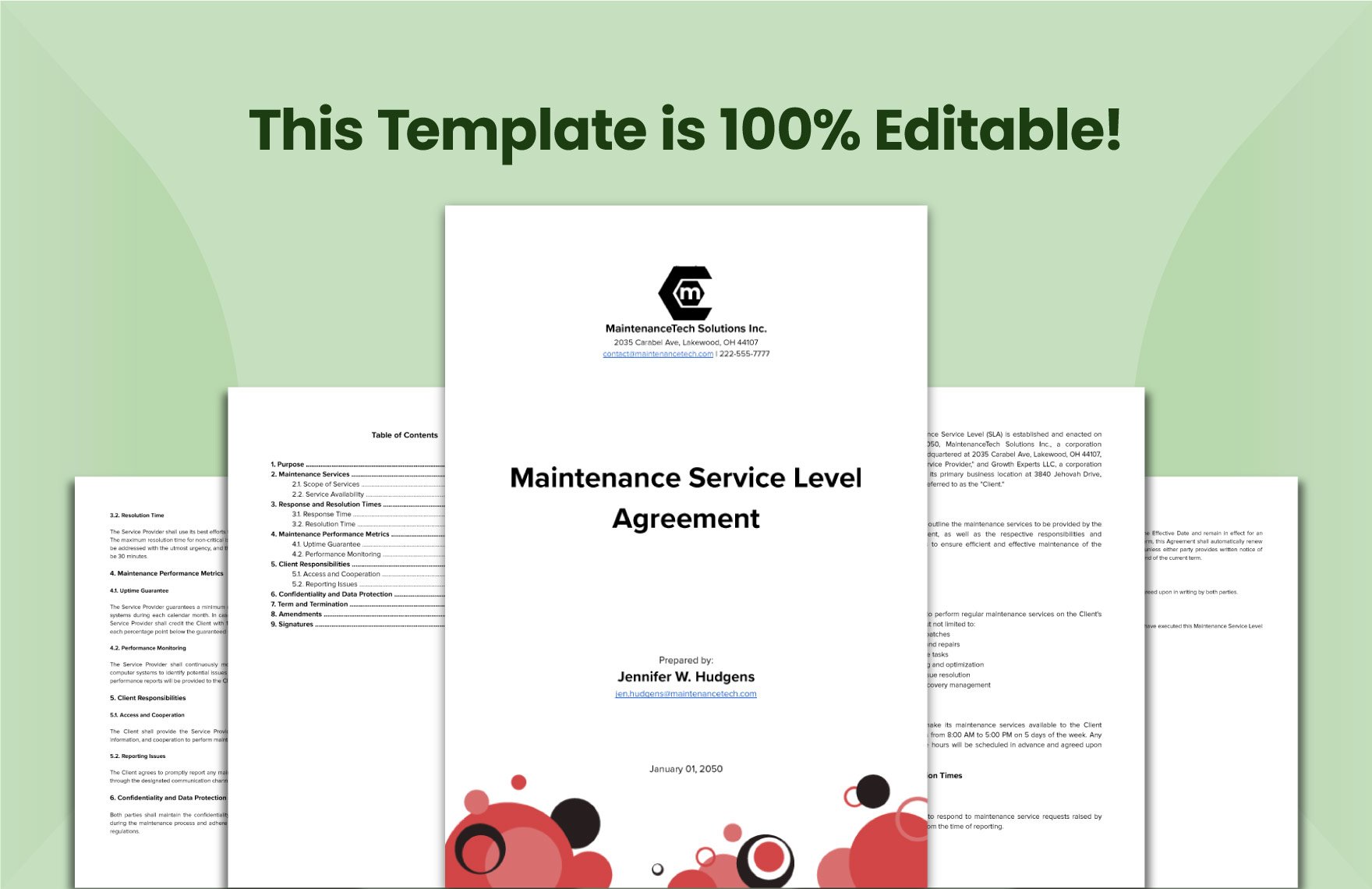 Maintenance Service Level Agreement Template
