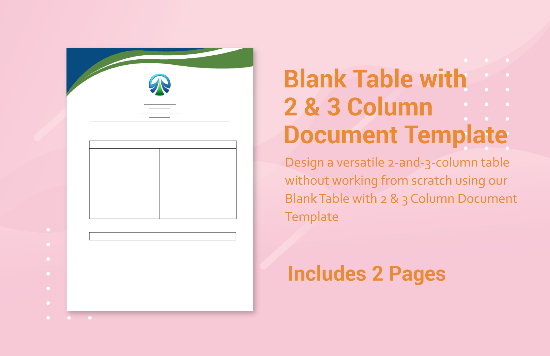 Blank Table with 2 & 3 Column Document Template in Word, Google Docs, PDF