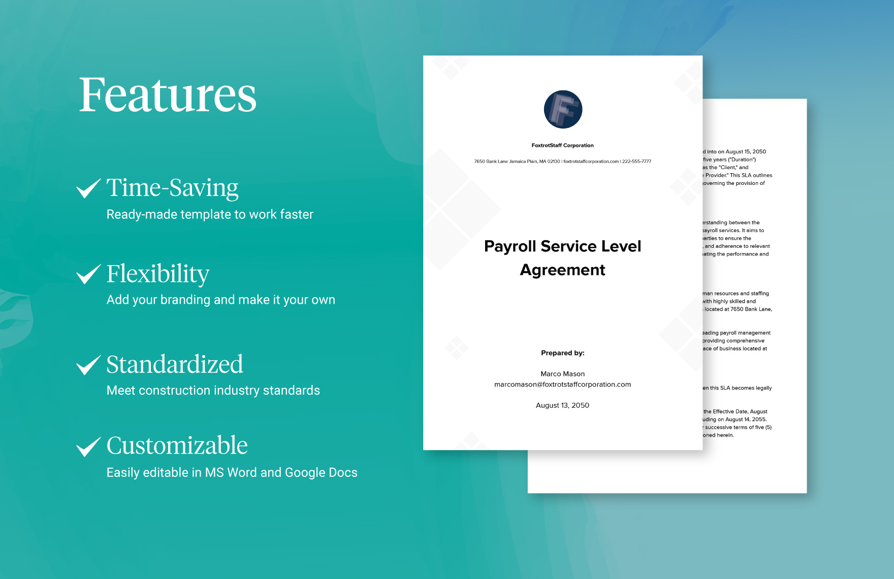 Payroll Service Level Agreement Template