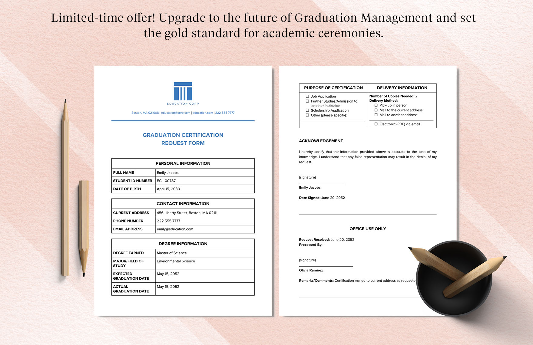 Graduation Certification Request Form Template