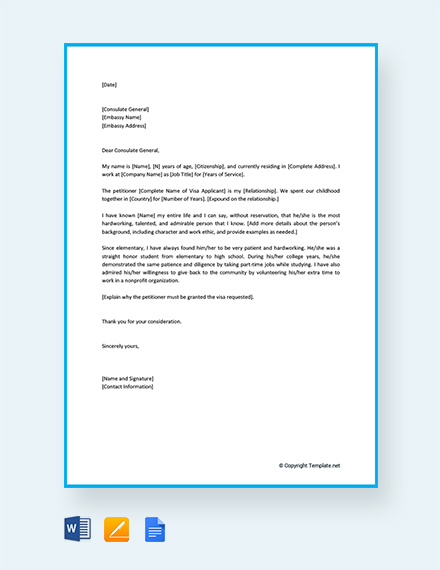 Family Reference Letter For Immigration