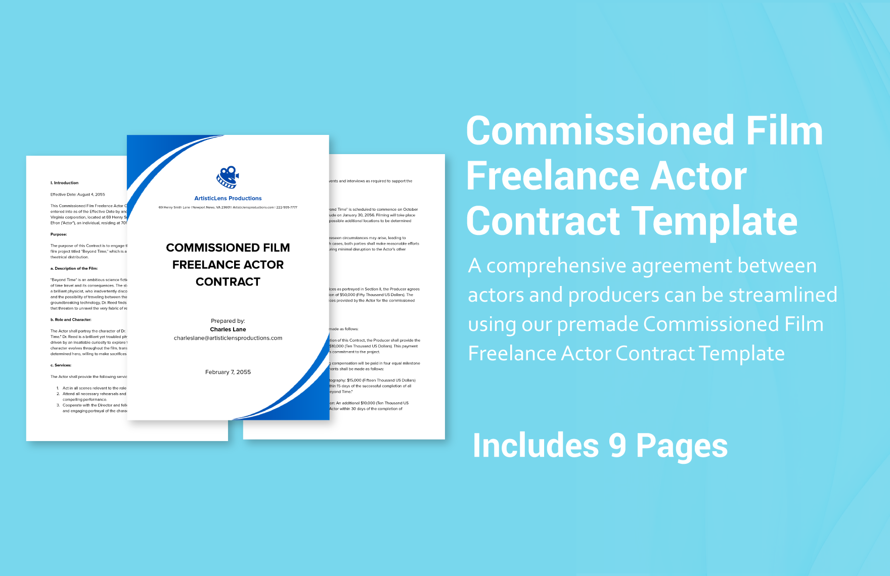 Commissioned Film Freelance Actor Contract Template