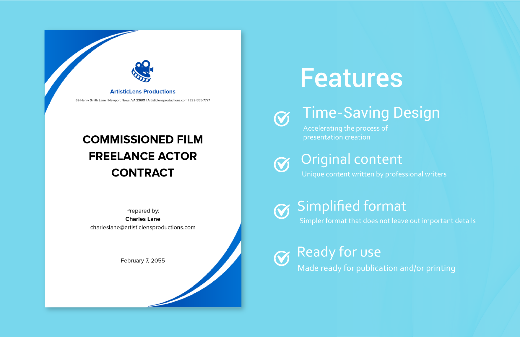 Commissioned Film Freelance Actor Contract Template