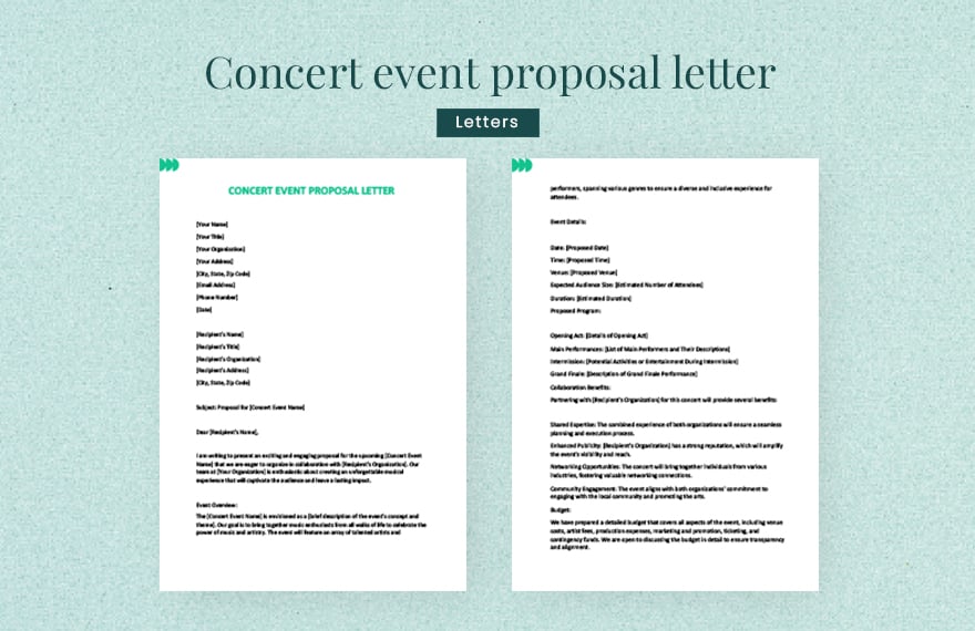 Concert event proposal letter
