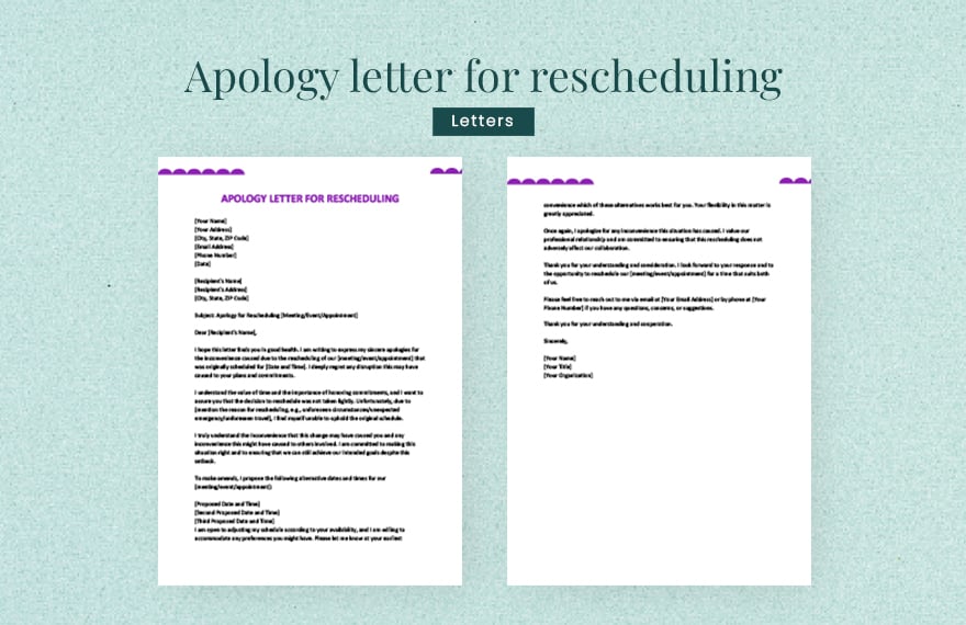 Apology letter for rescheduling