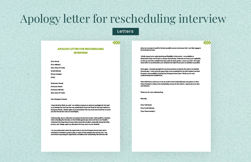 Free Apology letter for rescheduling interview