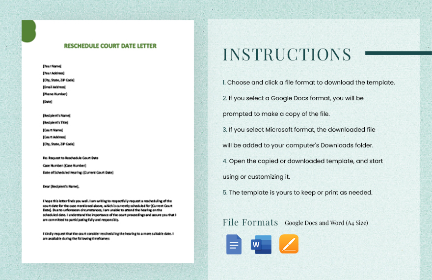 Reschedule Court Date Letter In Word Google Docs Pages Download