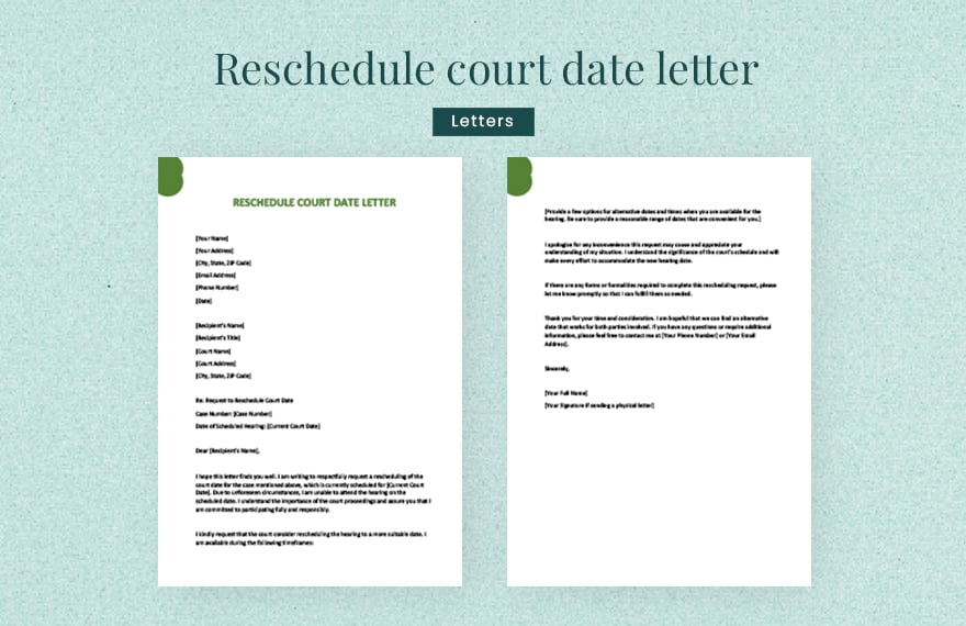 Reschedule court date letter