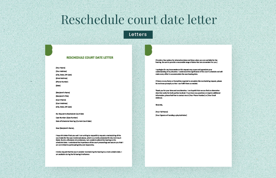 Free Reschedule Court Date Letter Download In Word Google Docs