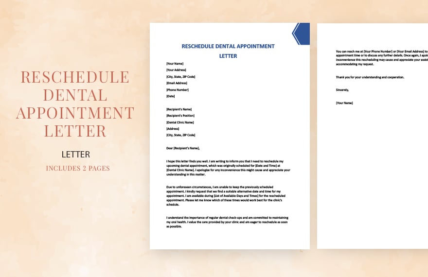 Reschedule dental appointment letter