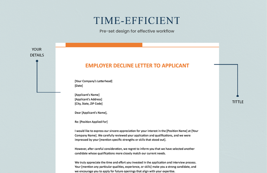 Employer Decline Letter To Applicant