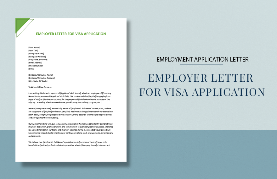 Employer Letter For Visa Application