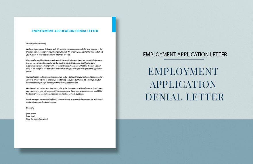 Free Employment Application Denial Letter