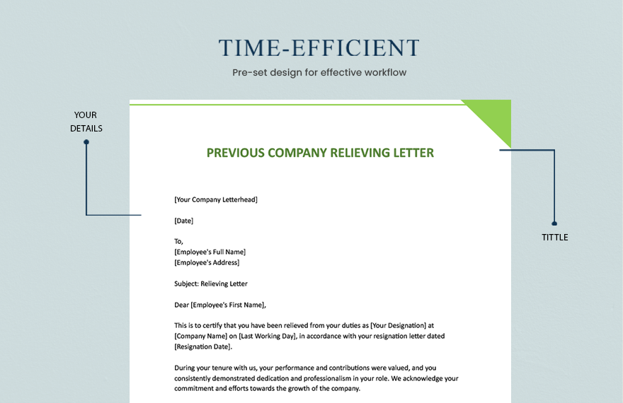 Previous Company Relieving Letter