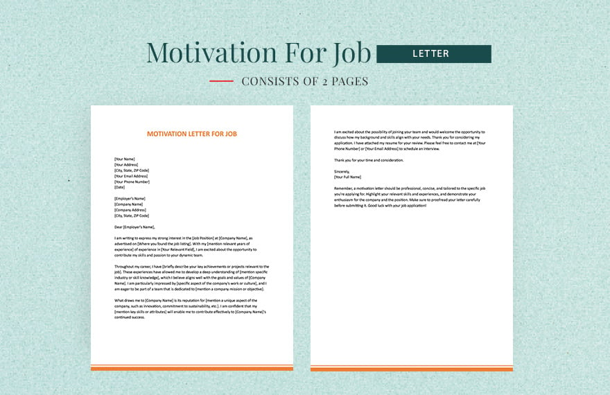 Motivation Letter For Job