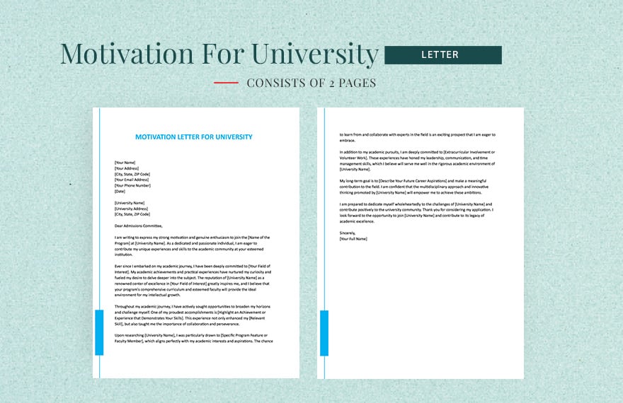 Free Motivation Letter For University in Word, Google Docs, Apple Pages
