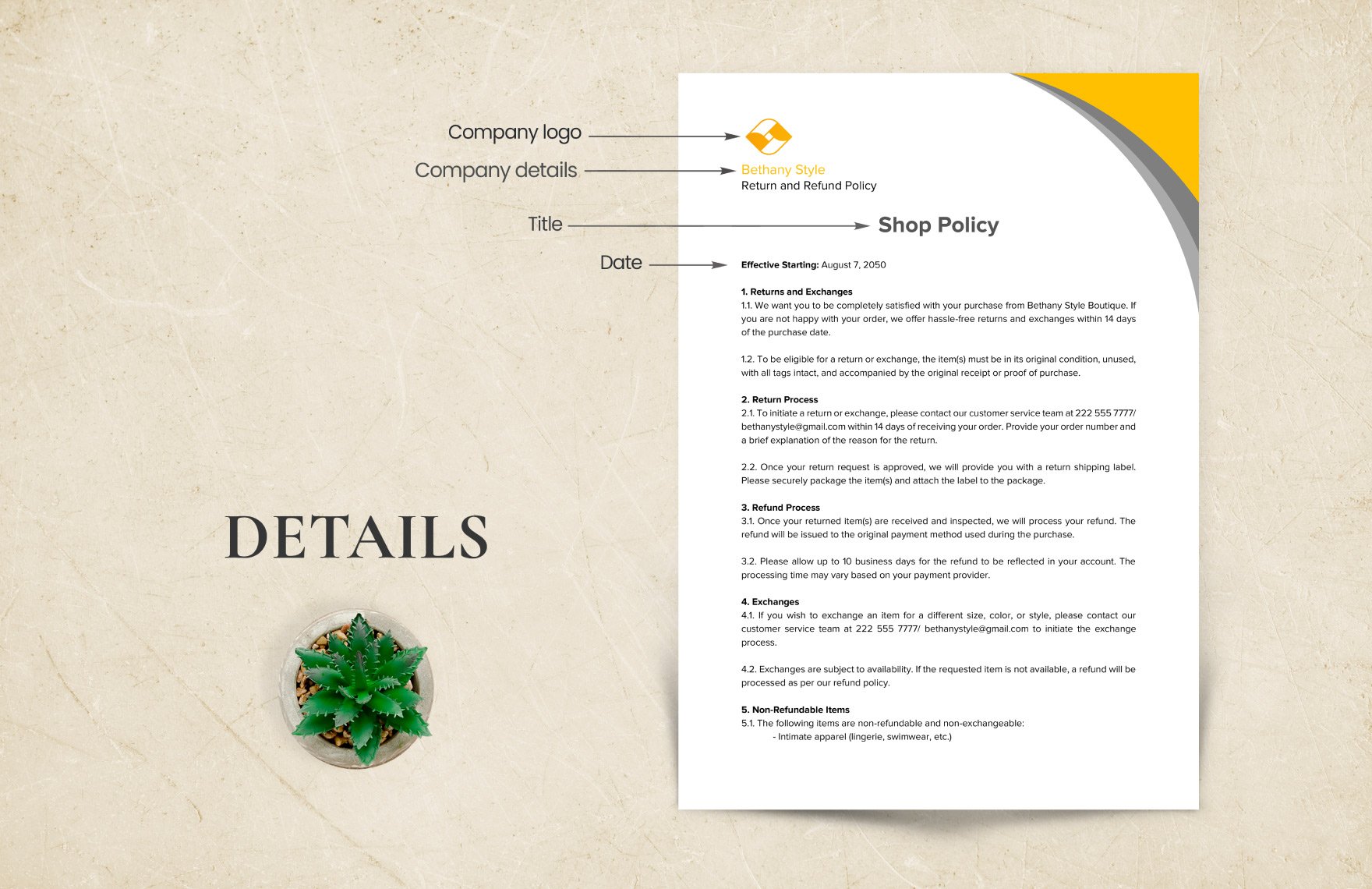 Shop Policy Template