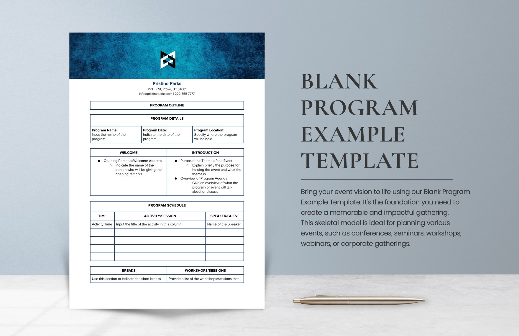 Free Blank Program Example Template
