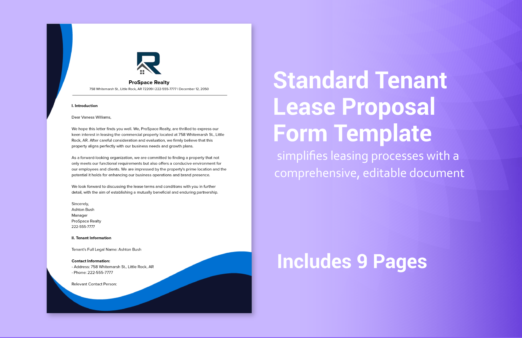 Standard Tenant Lease Proposal Form Template