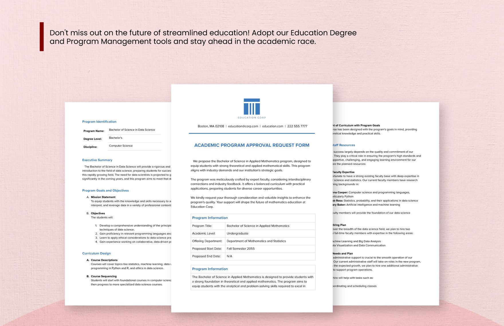 Academic Program Approval Request Form Template