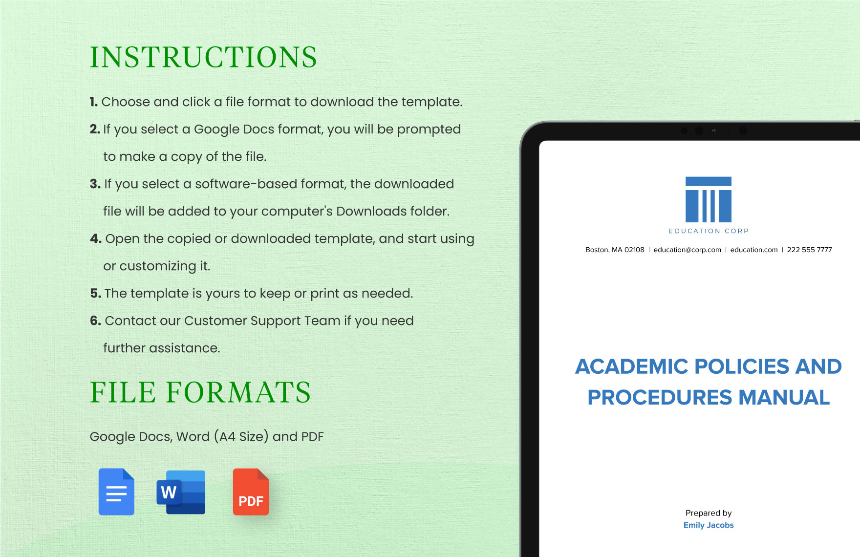 Academic Policies and Procedures Manual Template