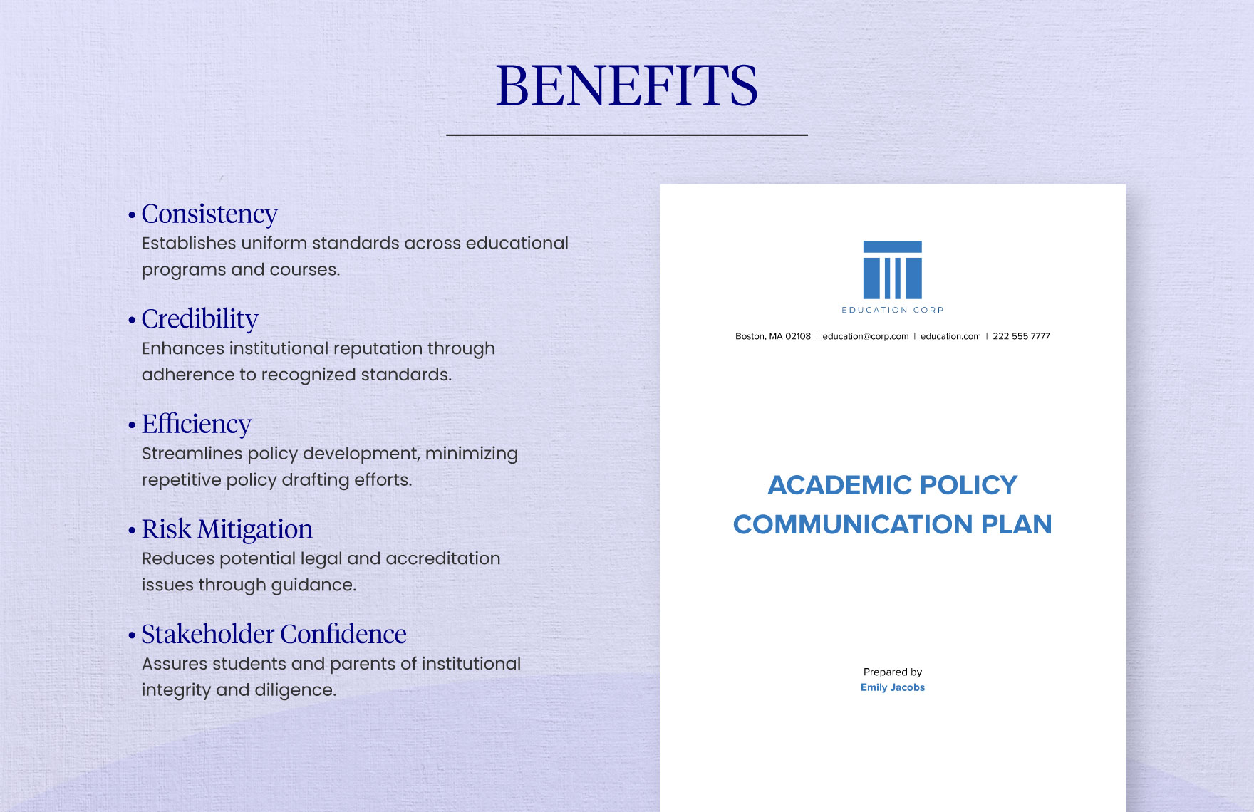 Academic Policy Communication Plan Template