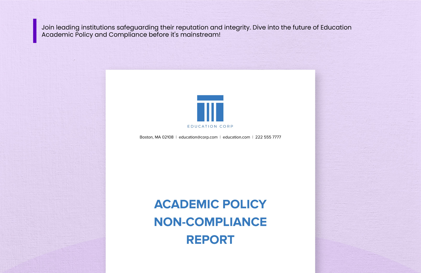 Academic Policy Non-Compliance Report Template
