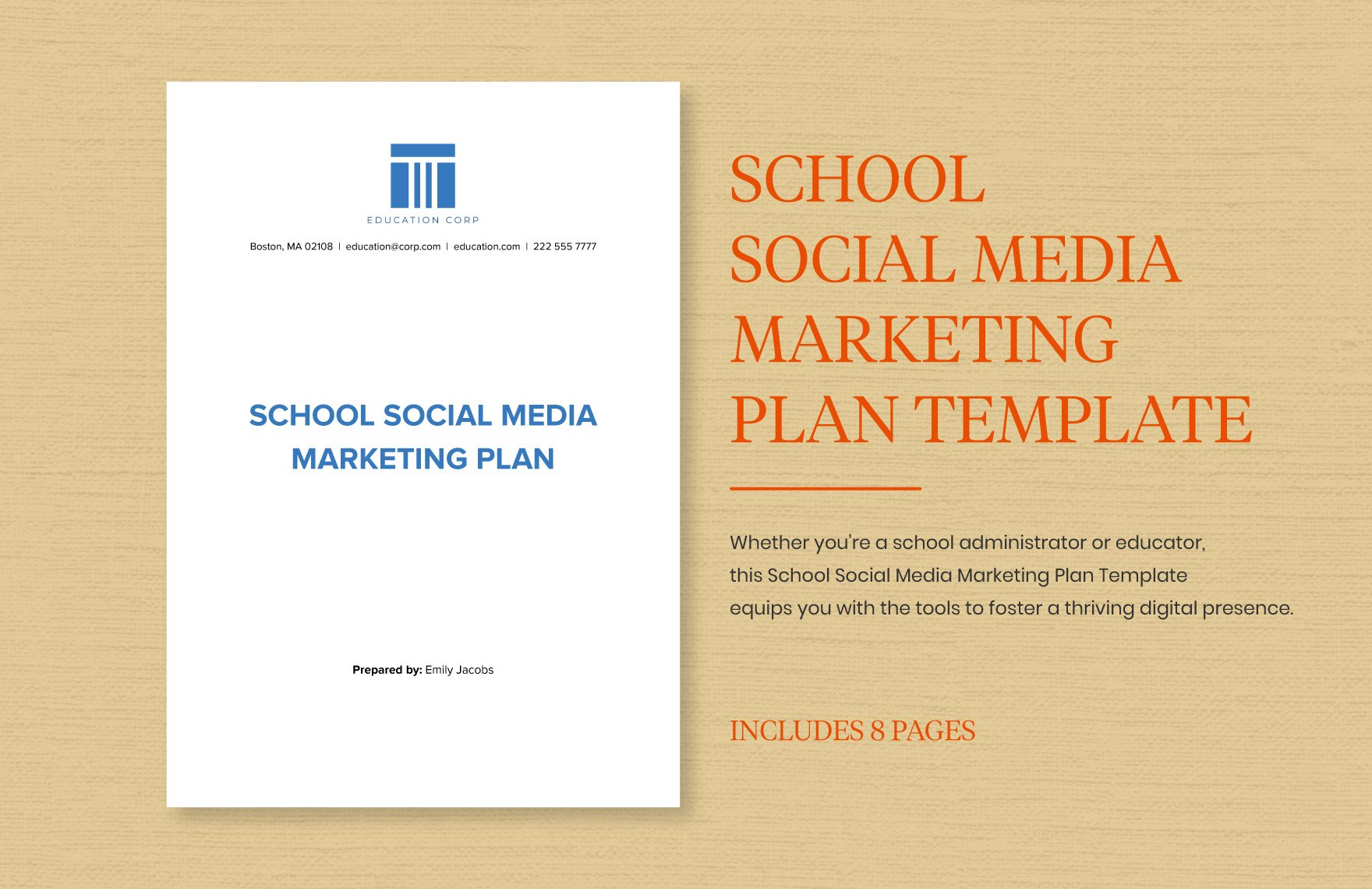 School Social Media Marketing Plan Template