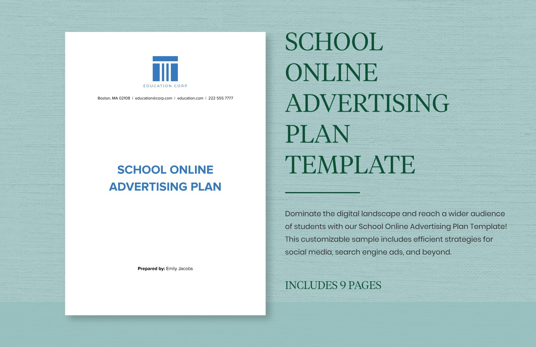 School Online Advertising Plan Template