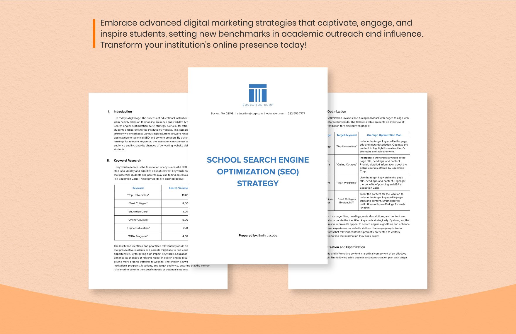 School Search Engine Optimization (SEO) Strategy Template