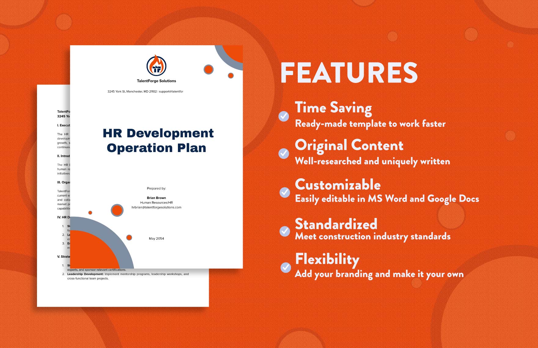  HR Development Operation Plan Template