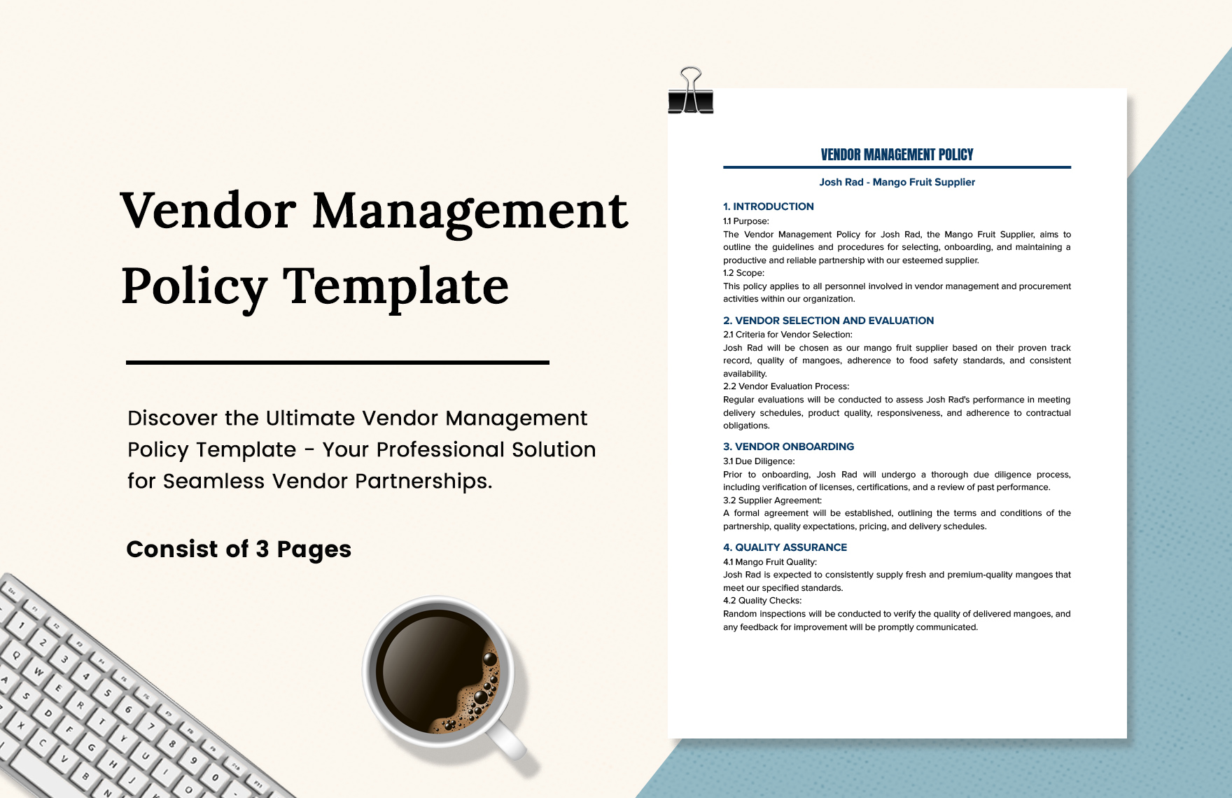 Free Vendor Management Policy Template