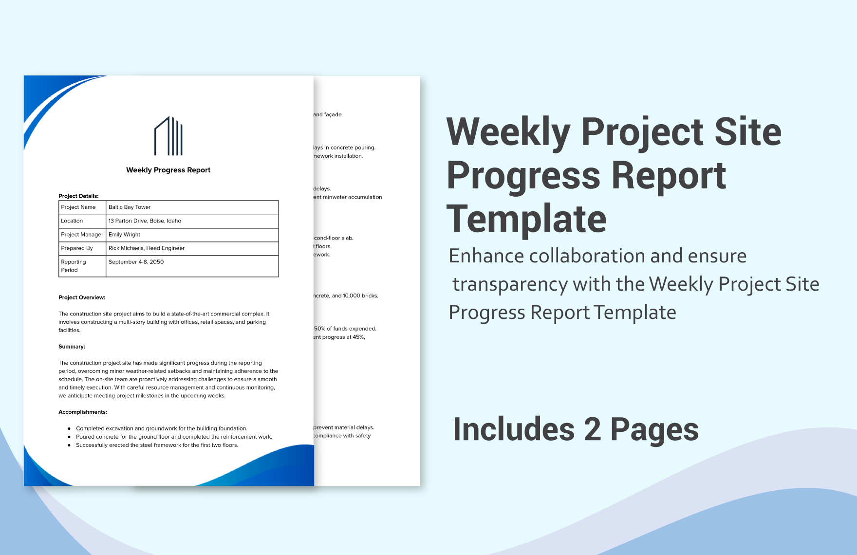 Weekly Project Site Progress Report Template