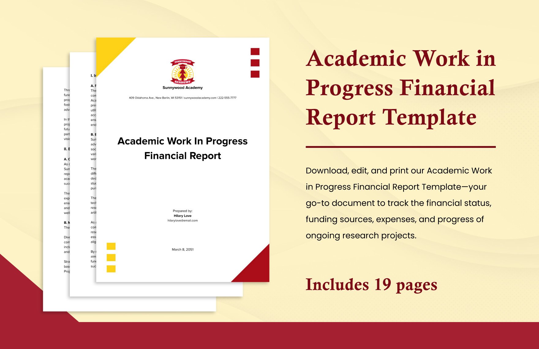 Academic Work in Progress Financial Report Template