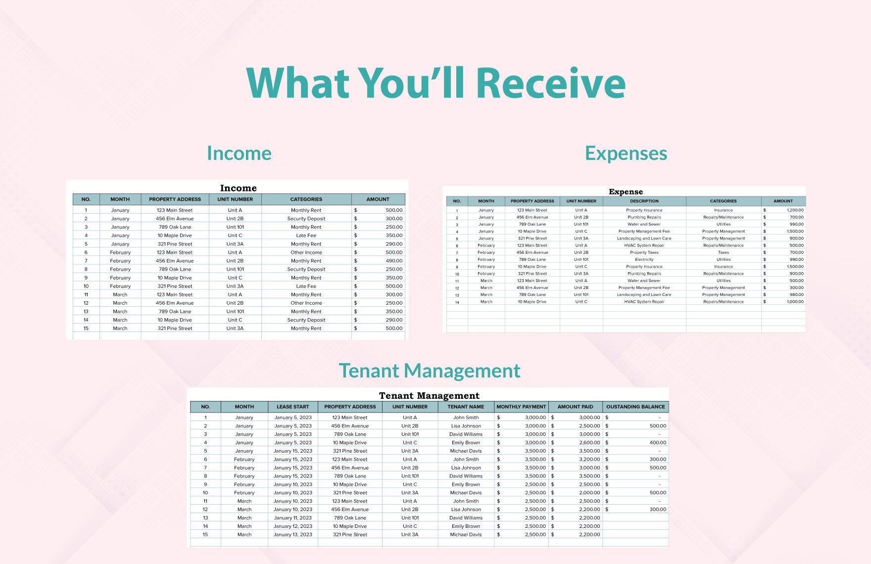 Rental Property Income and Expenses template