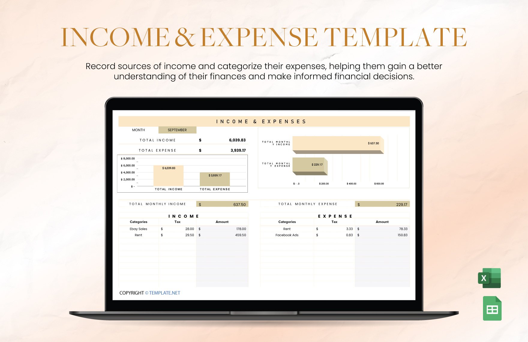 Income & Expense Template for Photographers