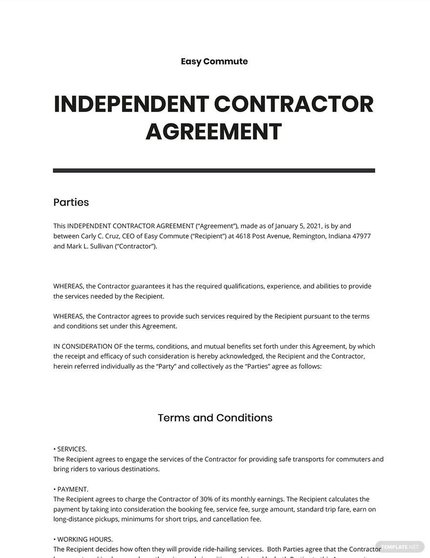 Independent Contractor Sales Commission Agreement Template Google