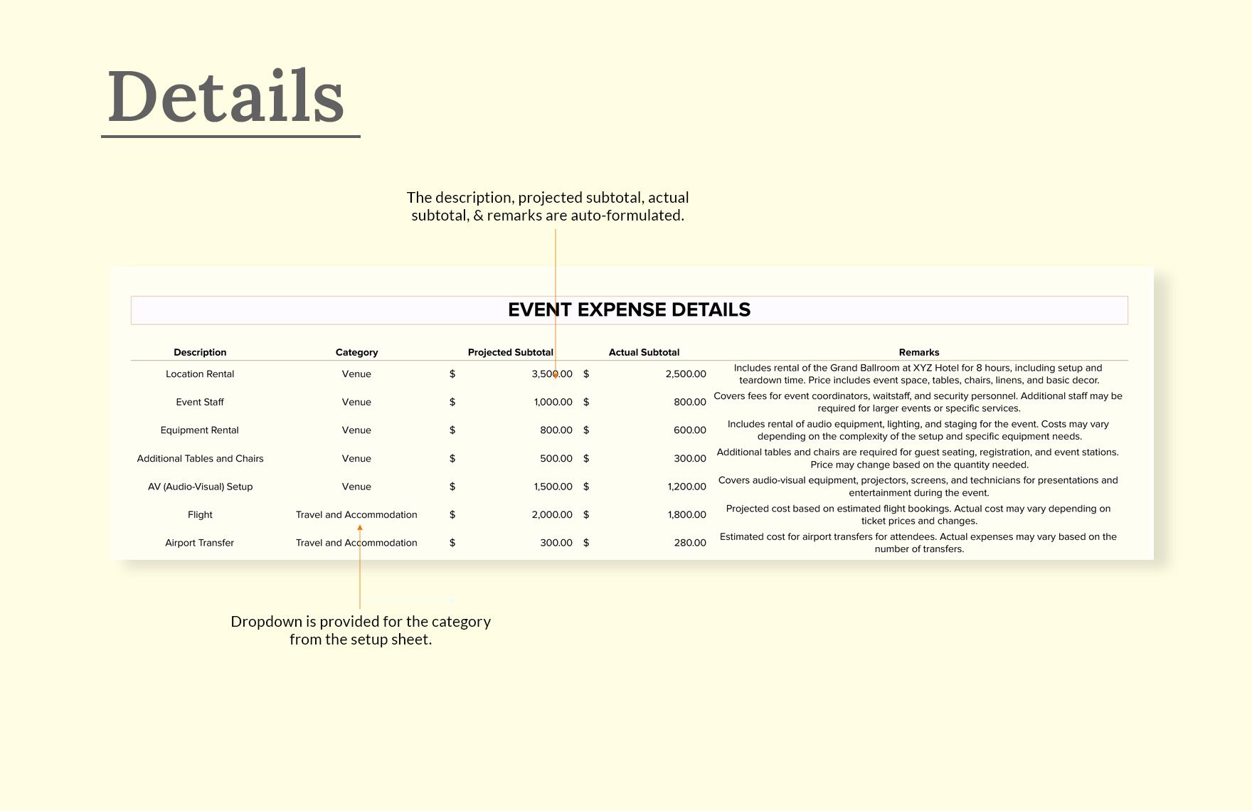Event Expense Tracker Template