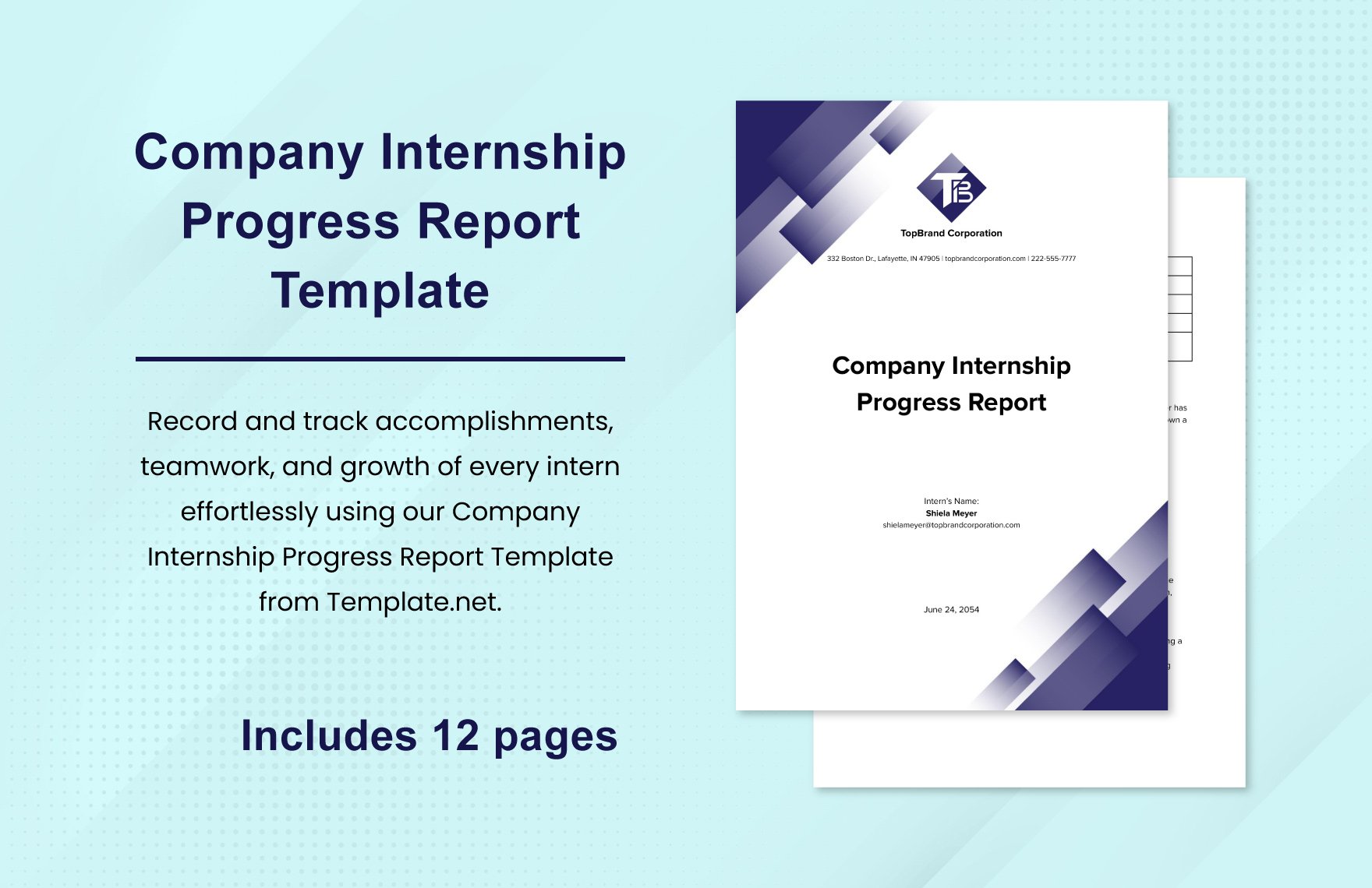 Free Company Internship Progress Report Template