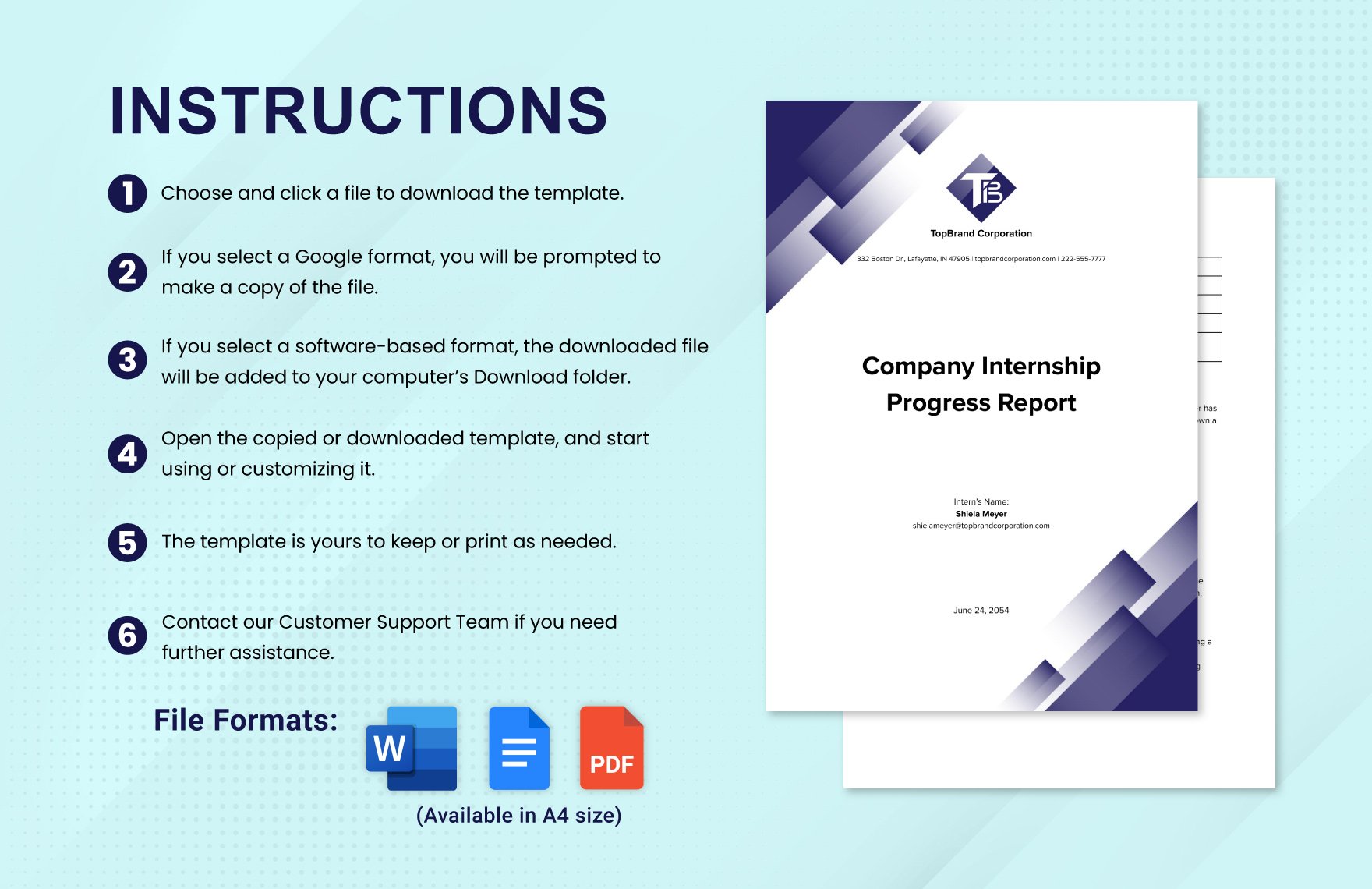 Company Internship Progress Report Template