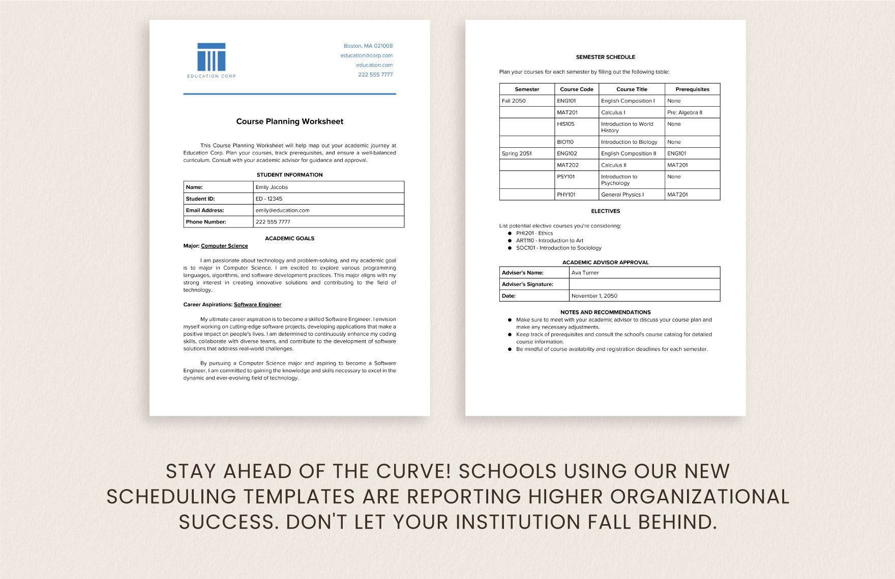 Course Planning Worksheet Template