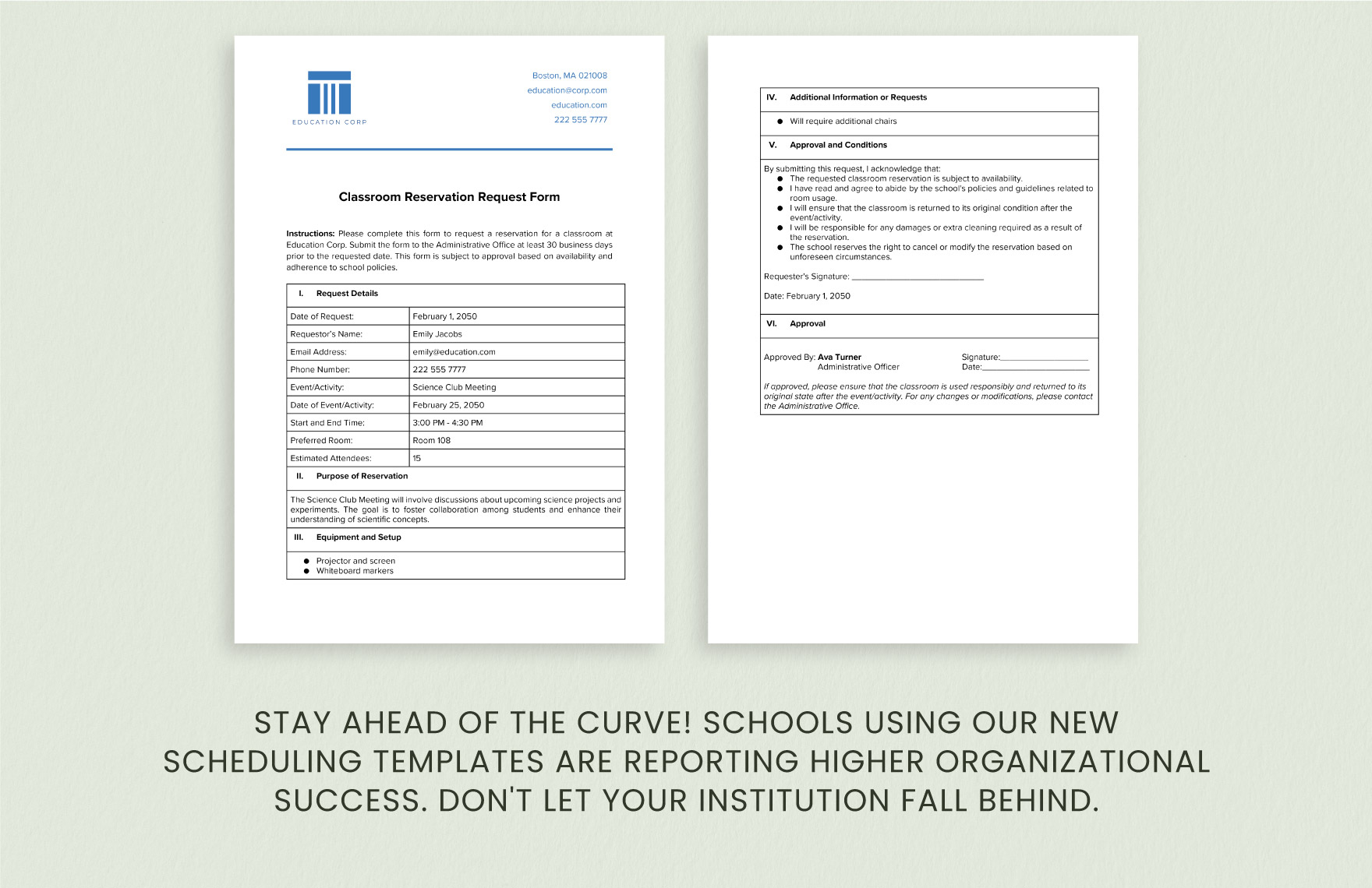 Classroom Reservation Request Form Template