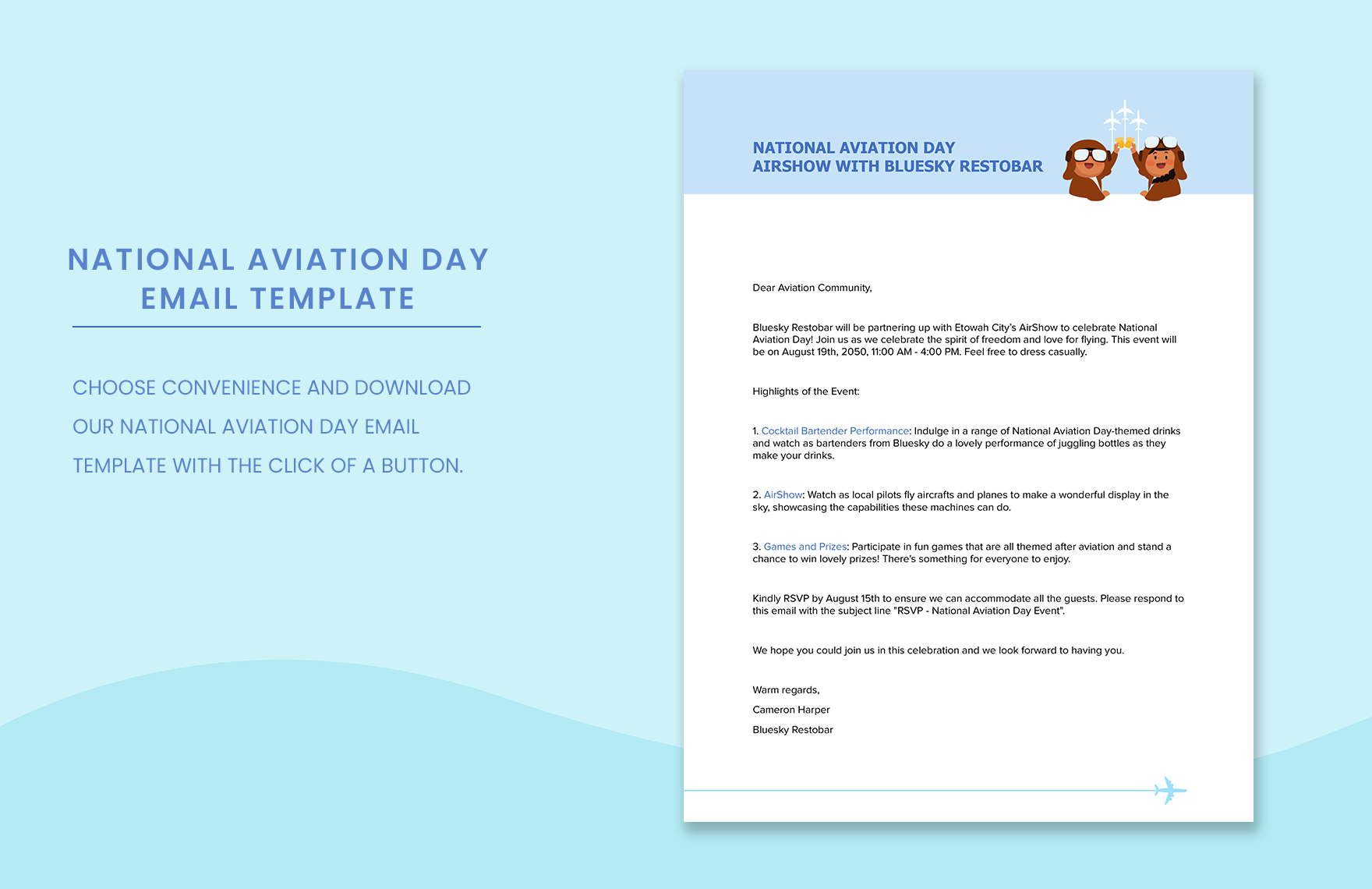Free National Aviation Day Email Template