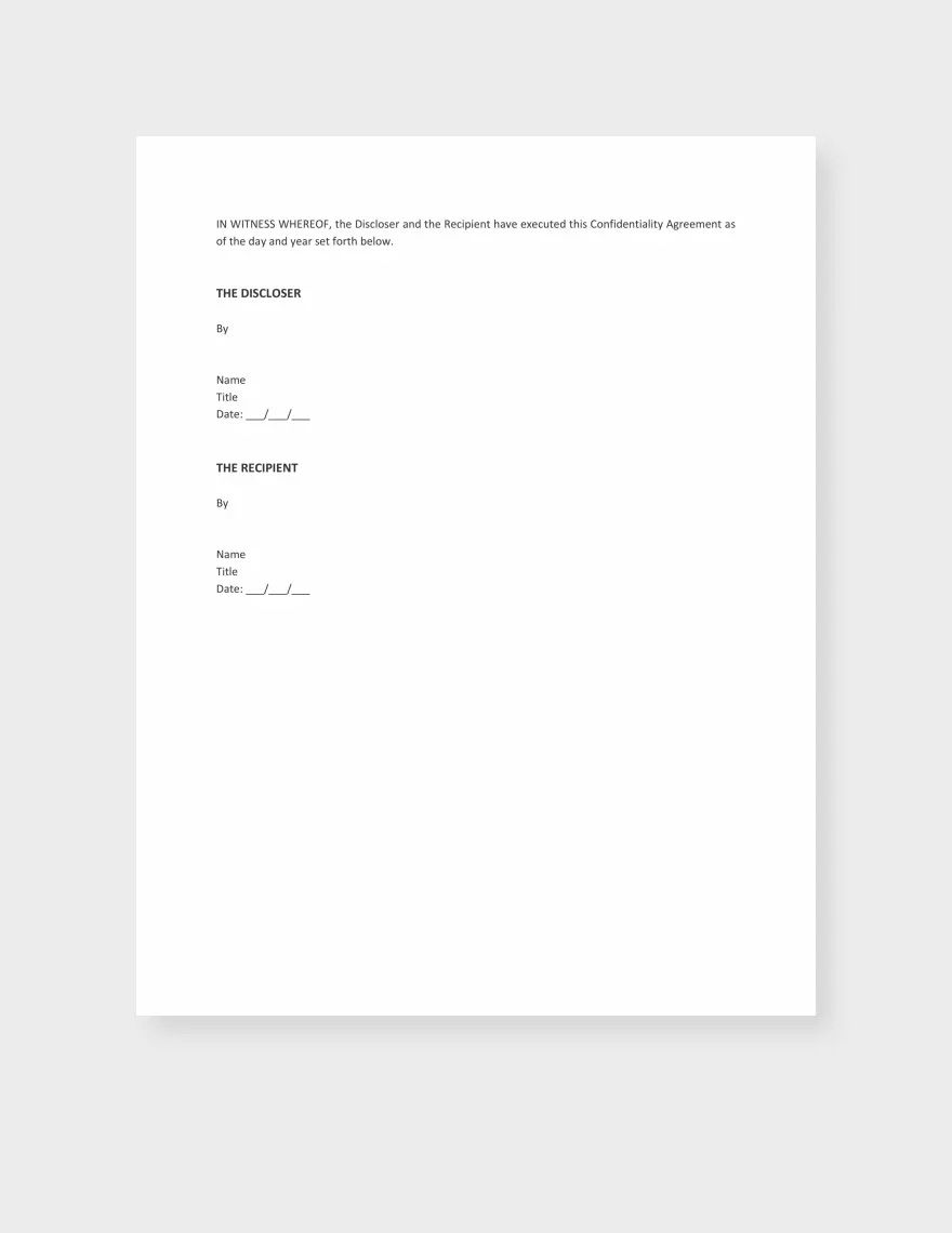 Legal Confidentiality Agreement Template