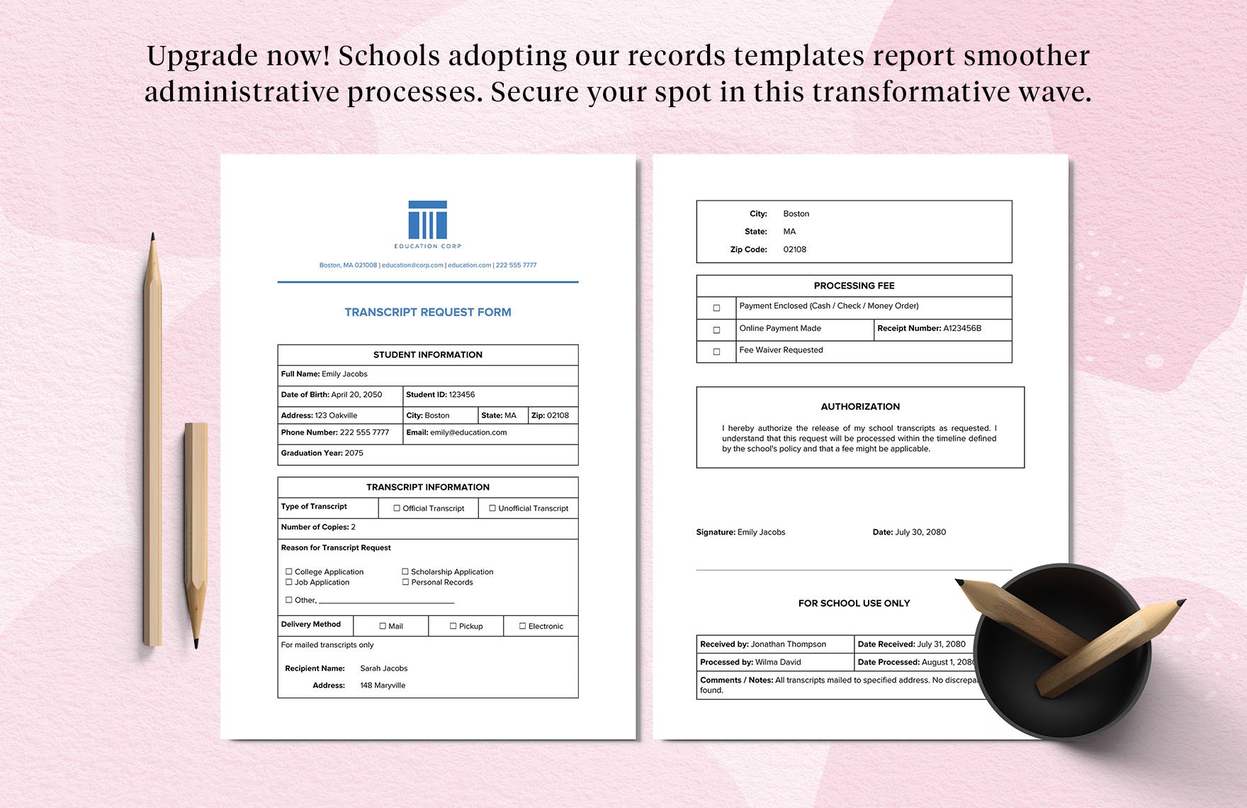 Transcript Request Form Template