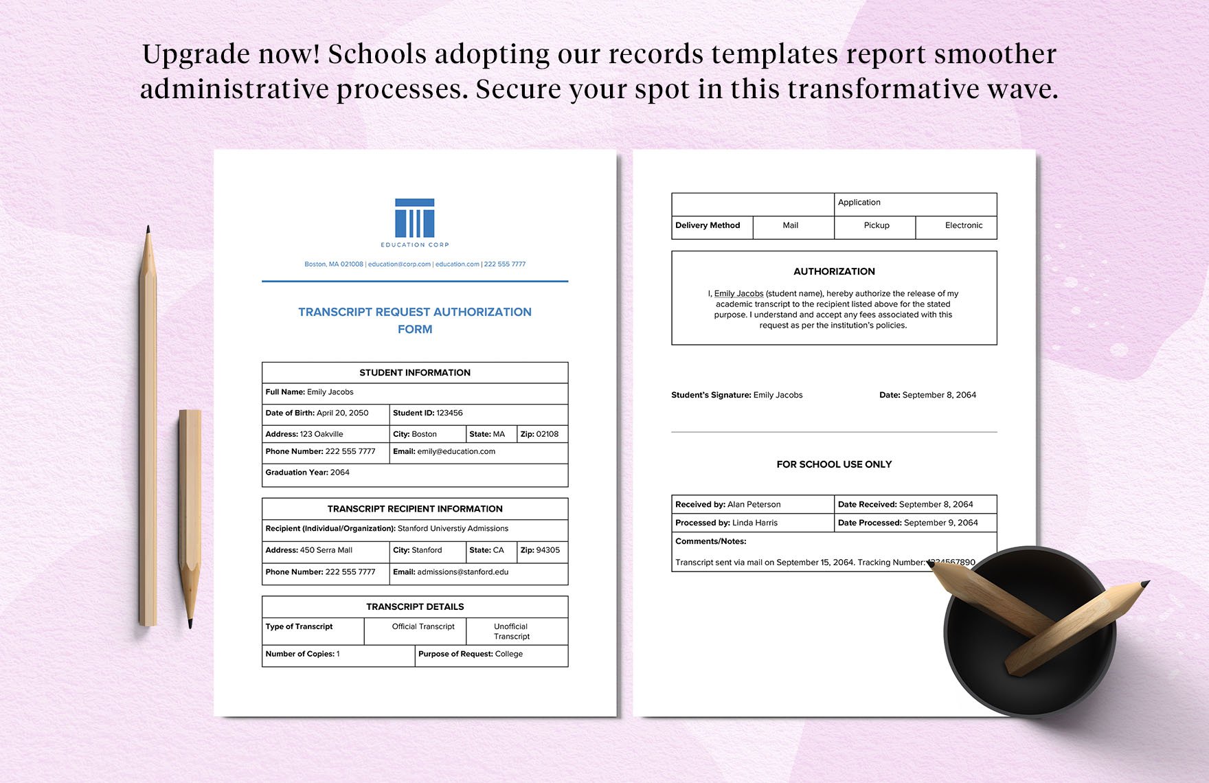 Transcript Request Authorization Form Template