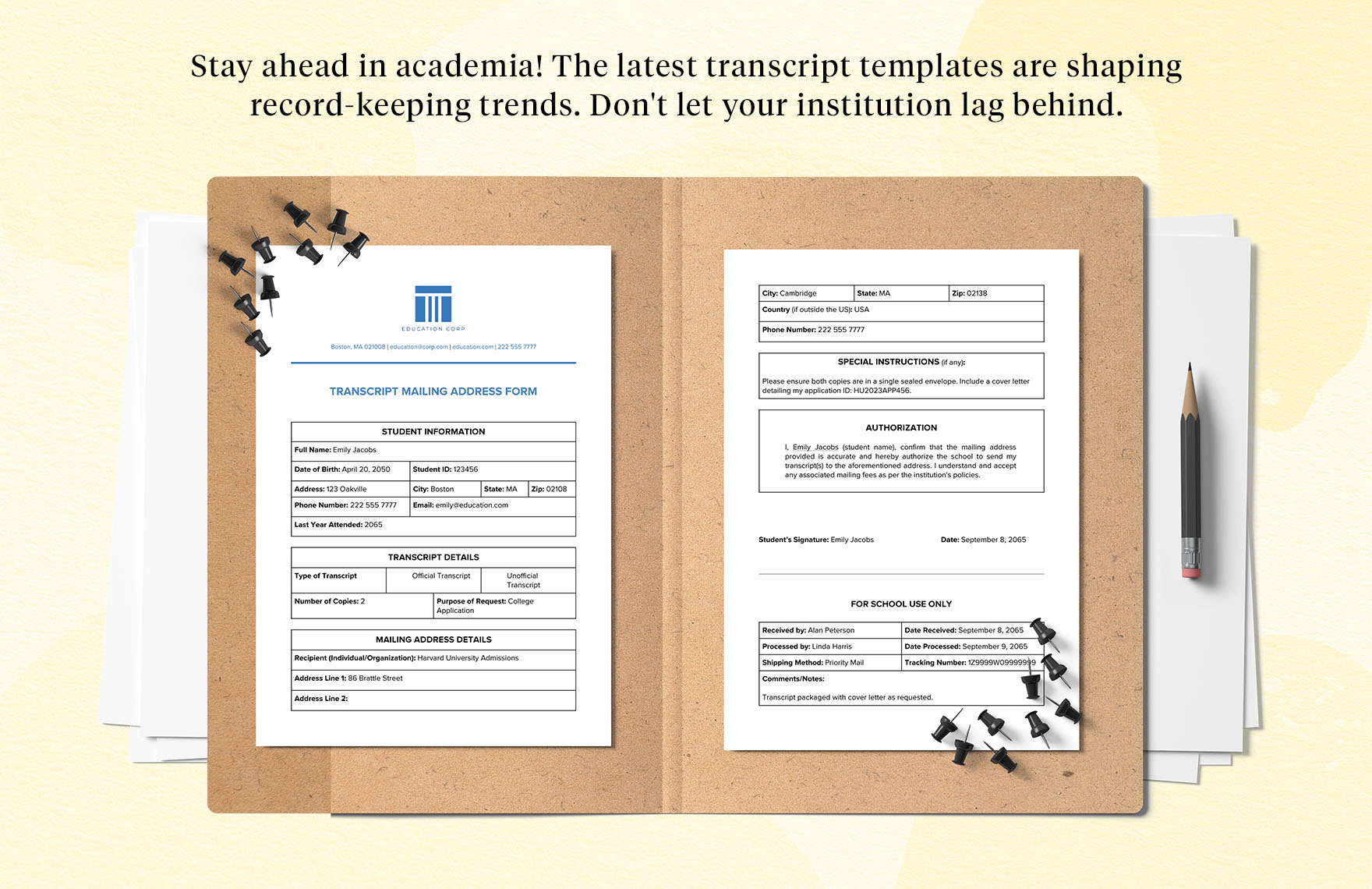 Transcript Mailing Address Form Template