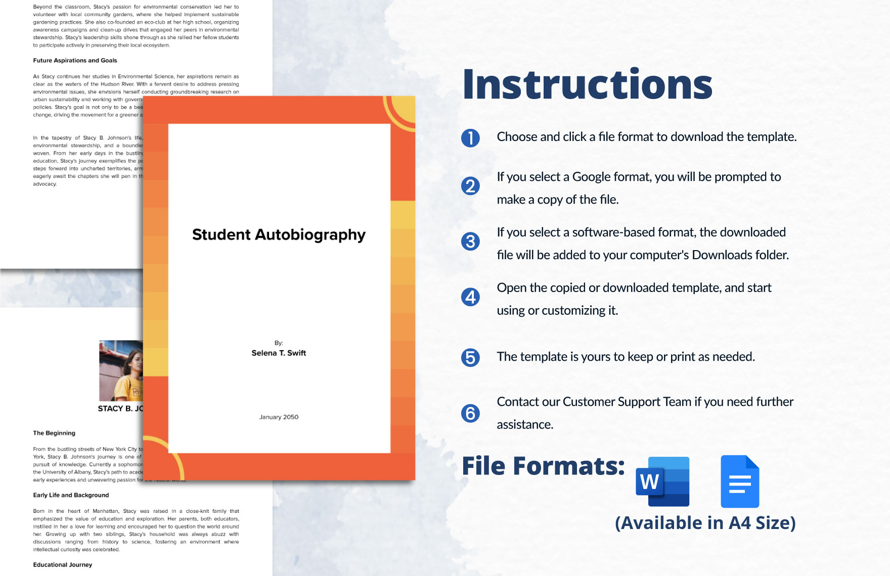 Student Autobiography Template in Word PDF Google Docs Download
